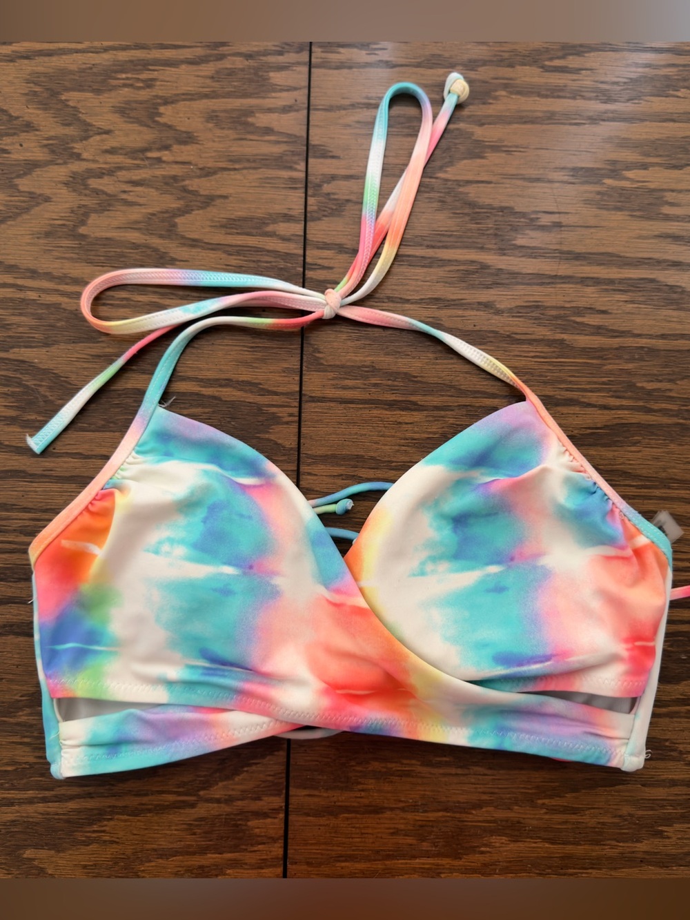 PINK Victoria's Secret Multicolor Tie-Dye Halter Swim Top